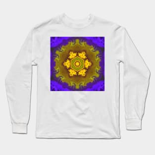 Psychedelic Hippie Flower Yellow and Purple Long Sleeve T-Shirt